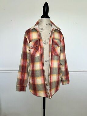 Thread & Supply Plaid Flannel Jacket in Rust, Gold, Olive & Cream